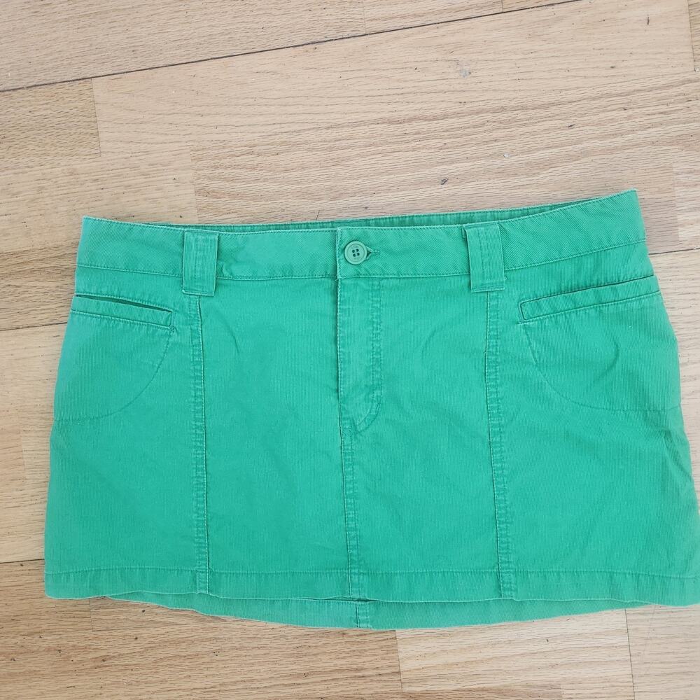 READ Vtg Y2K Lilu Micro Mini Skirt Size 11 Juniors Green Courderoy Preppy 2000s